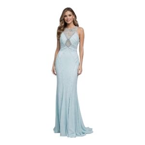 Cachet  NWT Glamorous Jeweled Jersey Gown with Cutouts Color Mint Size 2
